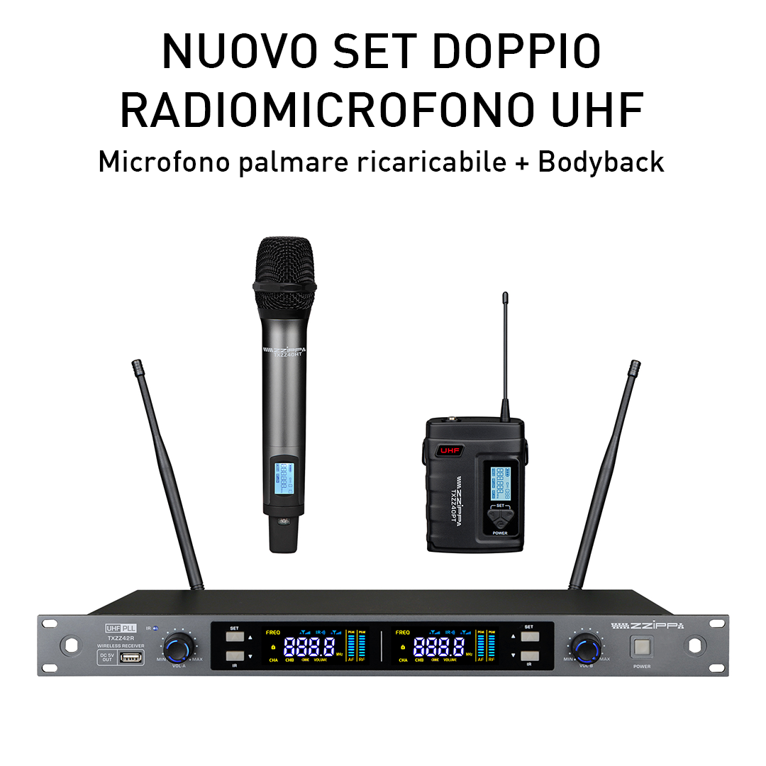 TXZZ4 - NUOVO SET DOPPIO RADIOMICROFONO UHF